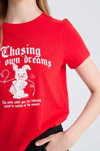 Resim Defacto Kadın Kısa Kol T-shirt E0631AXRD256