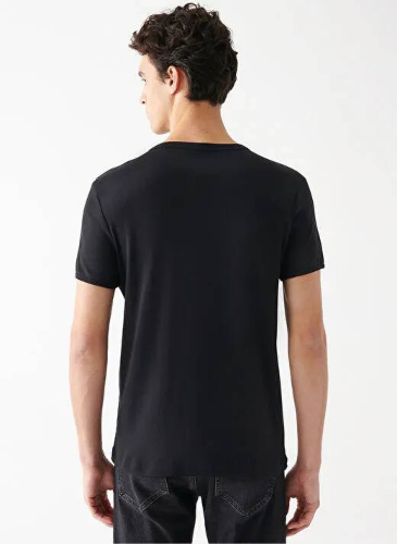 Resim Mavi V Yaka Erkek T-Shirt M063748-900