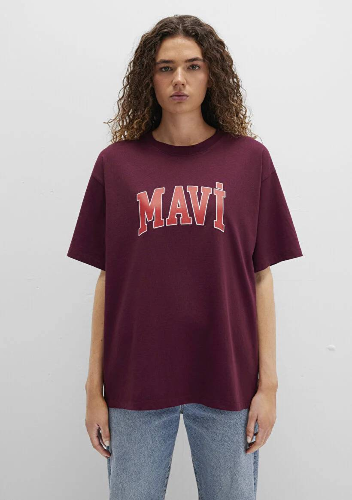 Resim Mavi Baskılı Kadın T-Shirt M1600843-90705
