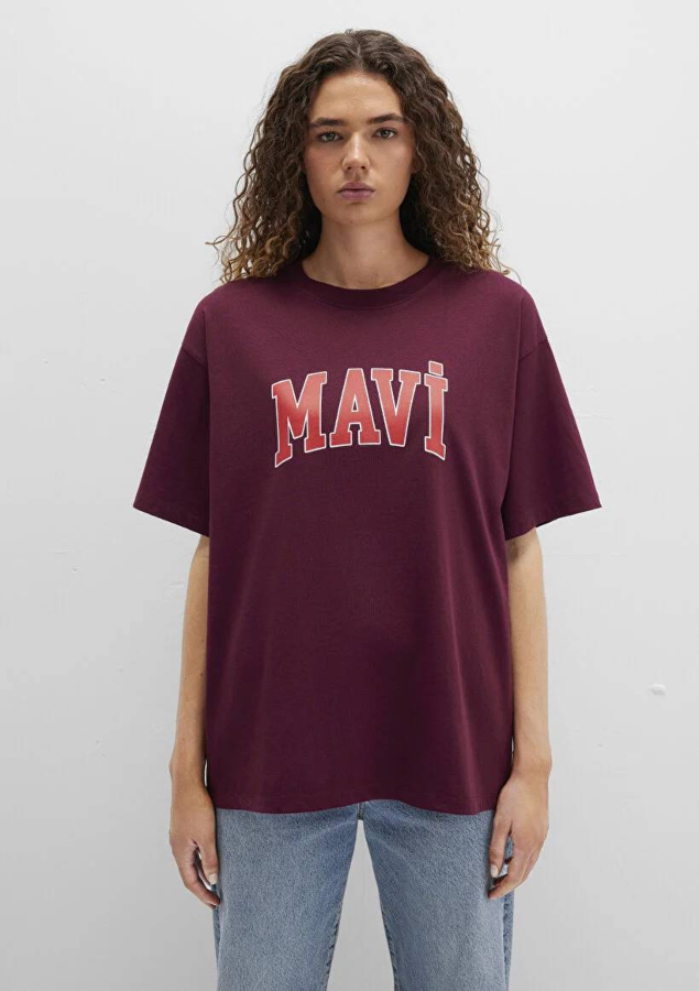 Resim Mavi Baskılı Kadın T-Shirt M1600843-90705