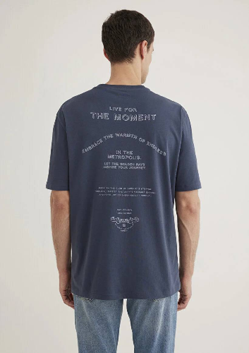 Resim Mavi Loose Erkek  T-shirt M0612627-70726