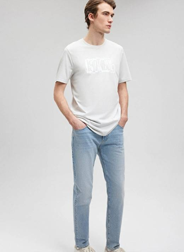 Resim Mavi İstanbul Baskılı Erkek T-Shirt M0611789-80618