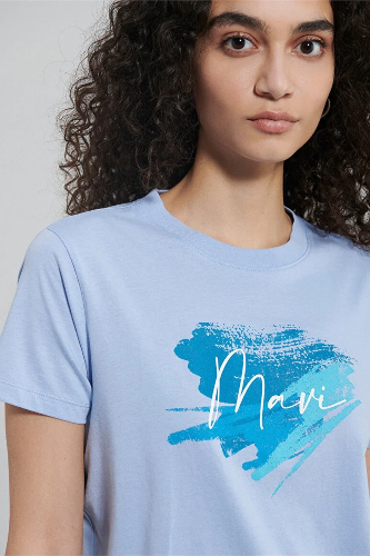 Resim Mavi Mavı Baskılı Kadın T-Shirt M1612240-70827