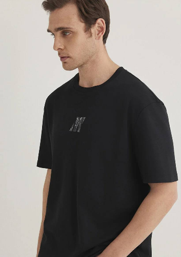 Resim Mavi Loose Erkek  T-shirt M0612189-900
