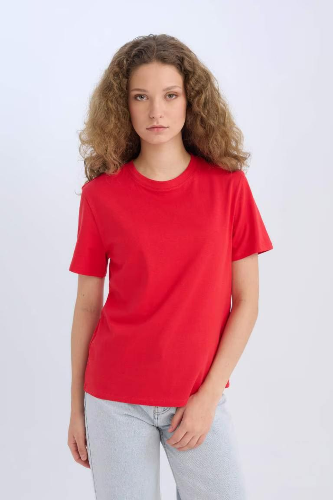 Resim Defacto Kadın Kısa Kol T-shirt D9592AX/RD117