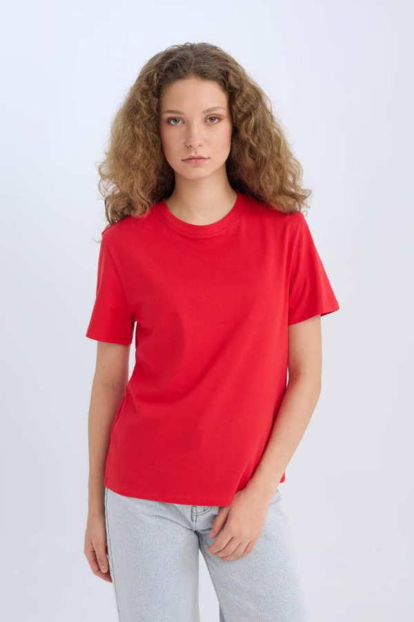 Resim Defacto Kadın Kısa Kol T-shirt D9592AX/RD117