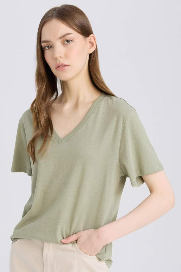 Resim Defacto Kadın Kısa Kol T-shirt D9593AXKH382