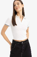 Resim Defacto Kadın Kısa Kol T-shirt E7906AX/WT32