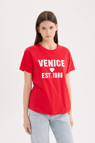 Resim Defacto Kadın Kısa Kol T-shirt D9604AXRD117