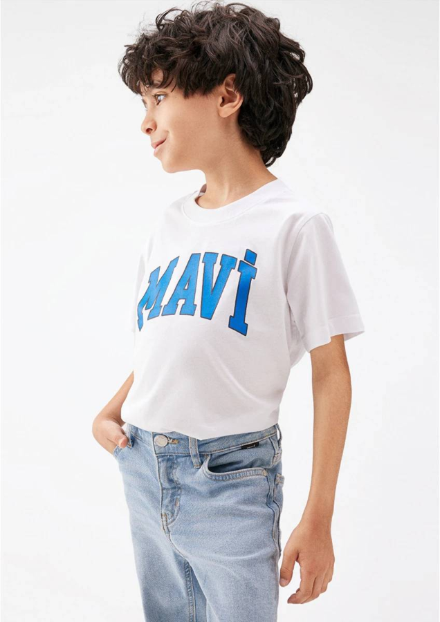 Resim Mavi Logo Baskılı Erkek Çocuk T-Shirt M6610030-620