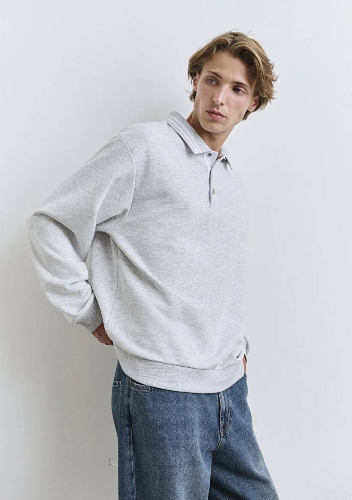 Resim Mavi Düğmeli Erkek Sweatshirt M0S10390-82498