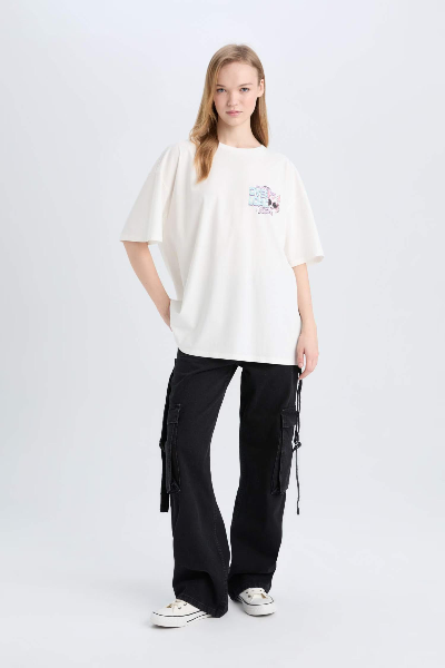 Resim Defacto Kadın Kısa Kol T-shirt E0668AX/WT32
