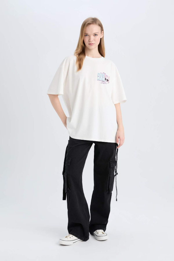 Resim Defacto Kadın Kısa Kol T-shirt E0668AXWT32