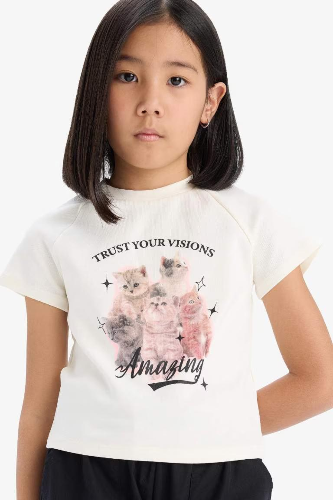 Resim Defacto Kız Çocuk Kısa Kol T-shirt E1825A8/ER238