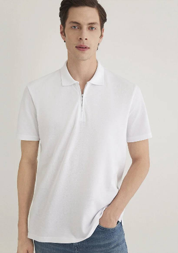 Resim Mavi Half Zıp Polo Erkek T-Shirt M0612525-620