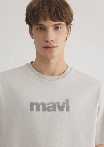 Resim Mavi Baskılı Erkek T-Shirt M0612522-70074