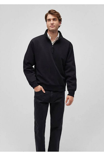 Resim Mavi Yarım Fermuarlı Erkek Sweat M0S10278-900