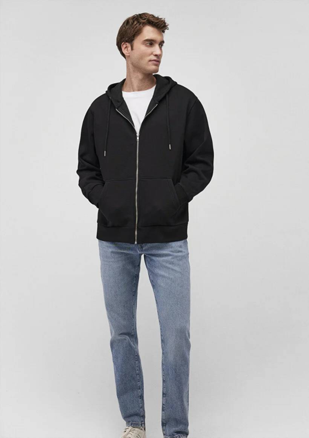 Resim Mavi Kapüşonlu Erkek Sweatshirt M0S10277-900