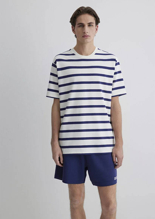 Resim Mavi Loose Erkek  T-shirt M0612738-70496