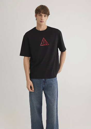 Resim Mavi Baskılı Erkek T-Shirt M0612524-900