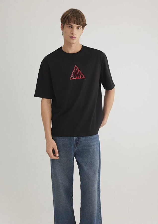 Resim Mavi Baskılı Erkek T-Shirt M0612524-900