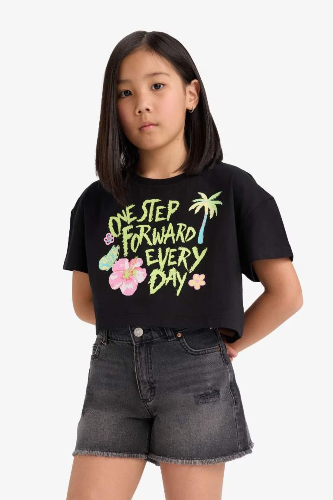 Resim Defacto Kız Çocuk Kısa Kol T-shirt E0388A8/BK81