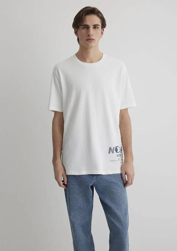 Resim Mavi Loose Erkek  T-shirt M0612720-70057