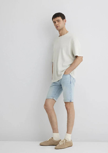 Resim Mavi Skinny Erkek  Kot&Kanvas Şort M0428489644