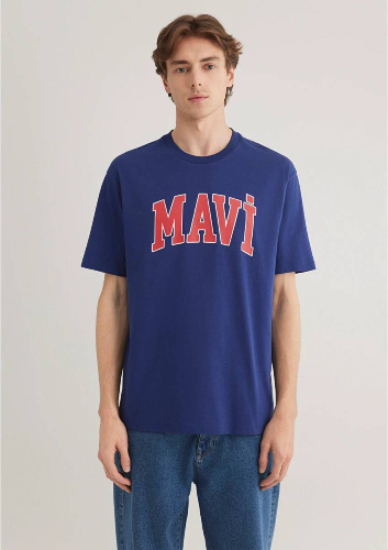 Resim Mavi Logo Erkek T-shirt M0611711-70722