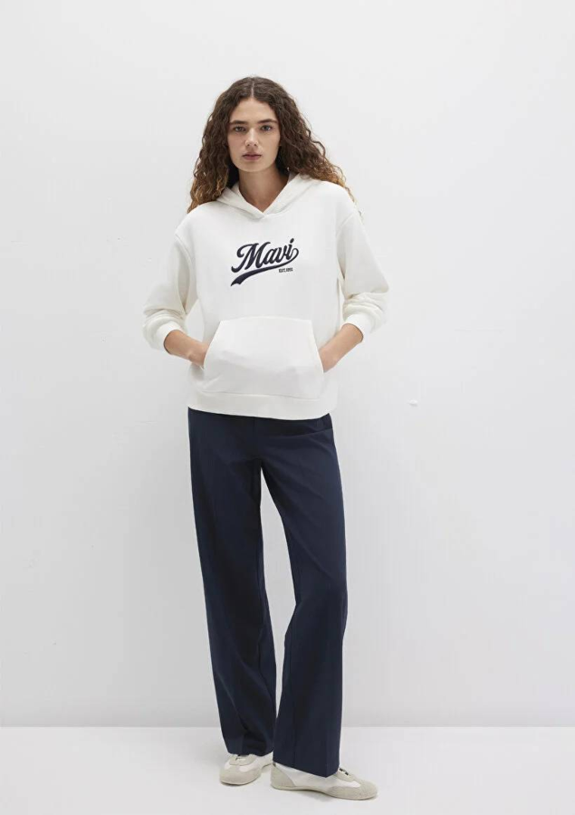 Resim Mavi Kapüşonlu Kadın Sweatshirt M1S10420-80194