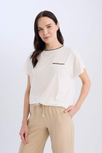 Resim Defacto Kadın Kısa Kol T-shirt K7701AZER105