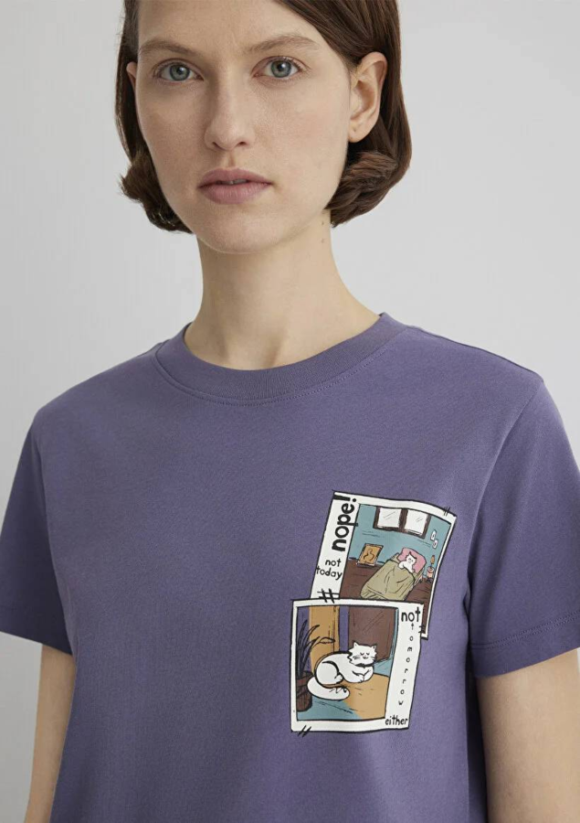 Resim Mavi Semi Slim Kadın  T-shirt M1613200-70608