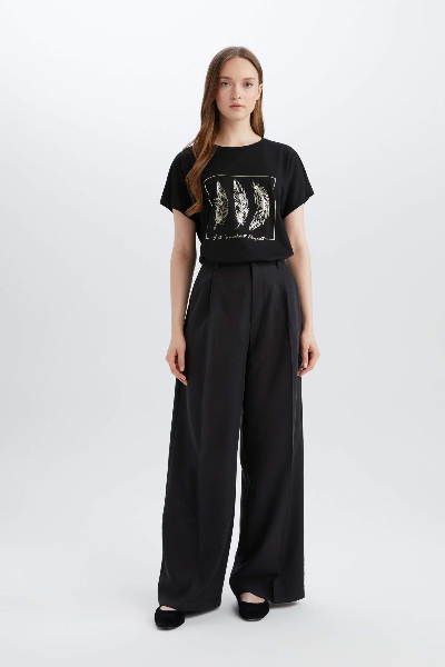 Resim Defacto Kadın Kısa Kol T-shirt E3027AX/BK81