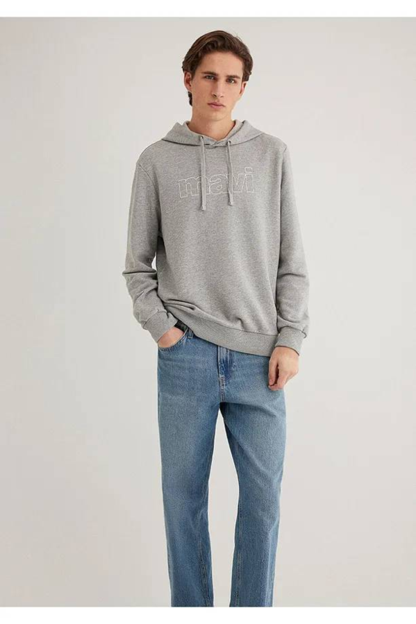 Resim Mavi Logo Kapüşonlu Erkek Sweat M065606-28387