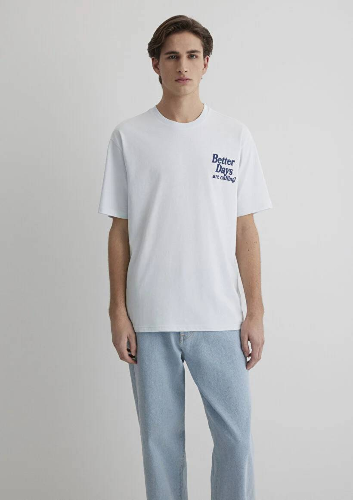 Resim Mavi Loose Erkek  T-shirt M0612462-70793