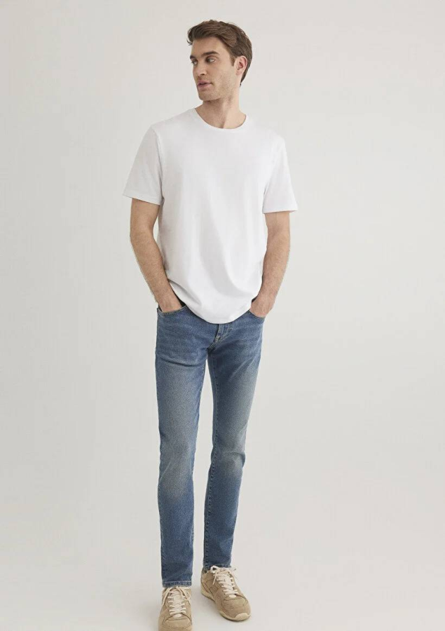 Resim Mavi Kısa Kol Erkek T-Shirt M066483-620