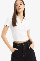 Resim Defacto Kadın Kısa Kol T-shirt E7906AX/WT32
