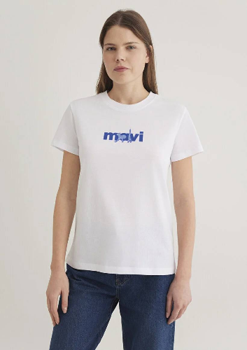 Resim Mavi Baskılı Kadın T-Shirt M1613287-620