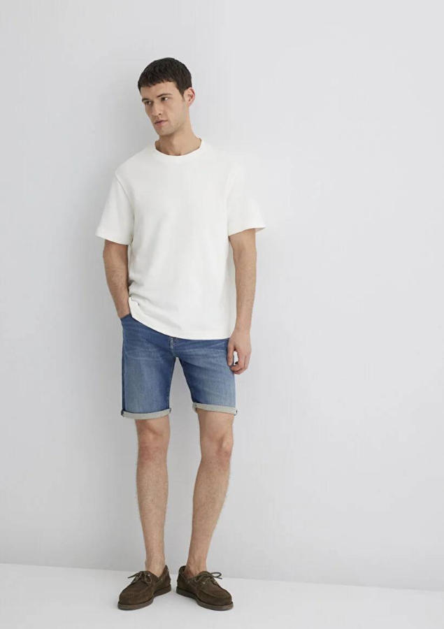Resim Mavi Slim Straight Erkek  Denim Şort M0418490389