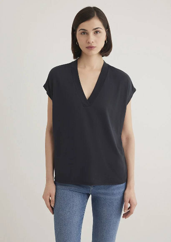 Resim Mavi Kolsuz Kadın T-Shirt M1612250-900