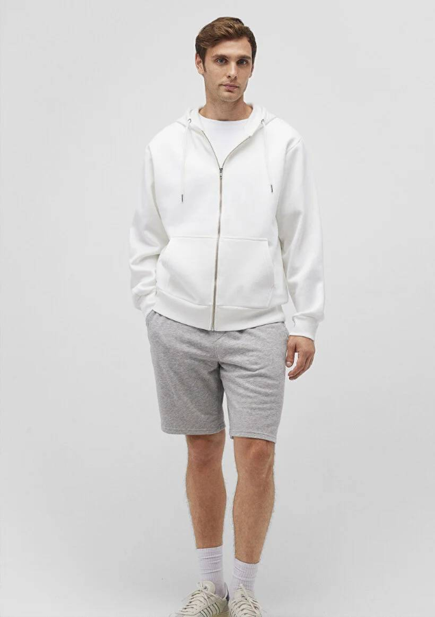 Resim Mavi Kapüşonlu  Loose Erkek Sweat M0S10277-70057
