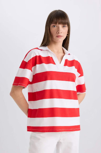 Resim Defacto Kadın Kısa Kol T-shirt E2161AXRD256