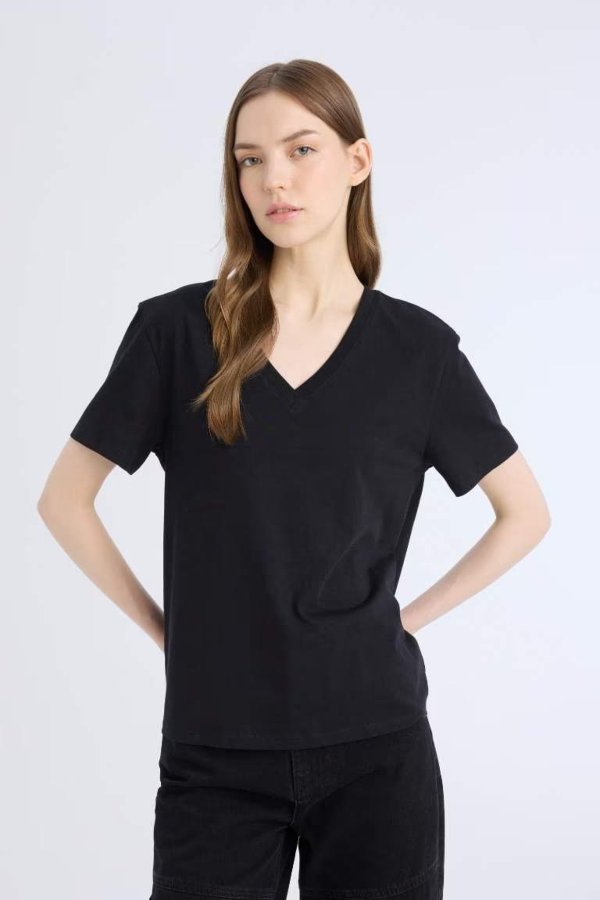 Resim Defacto Kadın Kısa Kol T-shirt D9593AXBK81
