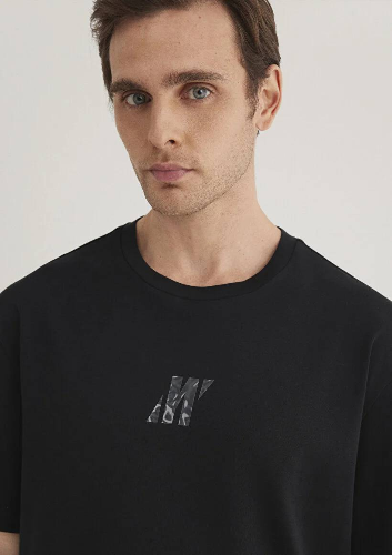 Resim Mavi Loose Erkek  T-shirt M0612189-900
