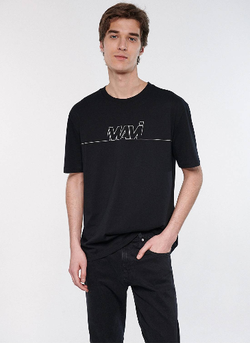Resim Mavi Logo Baskılı Erkek T-Shirt M0610254-900