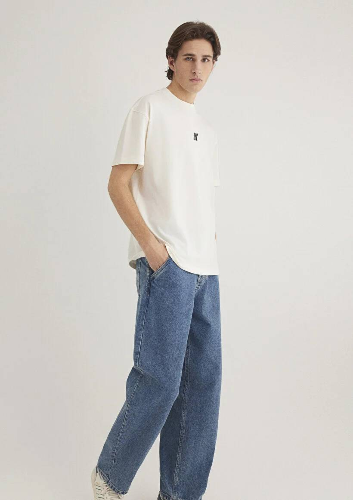 Resim Mavi Loose Erkek  T-shirt M0612745-70057