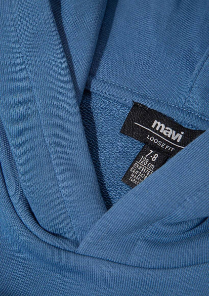 Resim Mavi Logo Baskılı Kapşonlu Erkek Çocuk Sweat M6S10143-83767