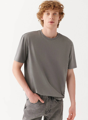 Resim Mavi Bisiklet Yaka Erkek T-Shirt M0610136-80618