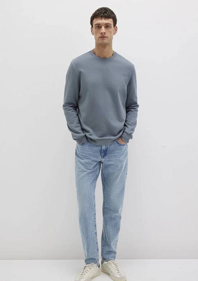 Resim Mavi Bisiklet Yaka Erkek Sweat M0S10457-80889