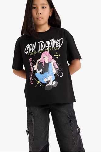 Resim Defacto Kız Çocuk T-shirt E0356A8/BK81